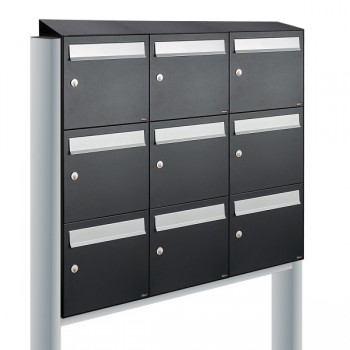 Flow set 3-breed, 3-hoog met dak op statief zwart