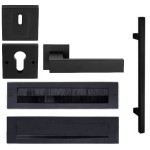 Complete voordeurset Square mat zwart met greep