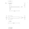 Deurkruk LSQ3 vierkant rozet mat RVS (enkel)