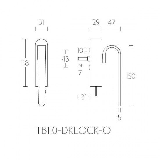 Draaikiep Fold TB110-DKLOCK-O mat RVS