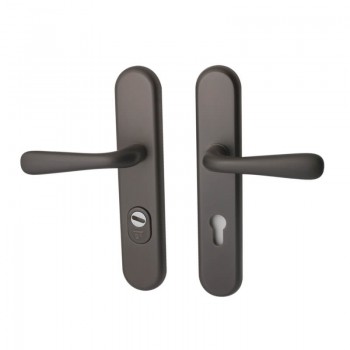 Veiligheidsset Kira met deurkrukken Silvia gunmetal PVD