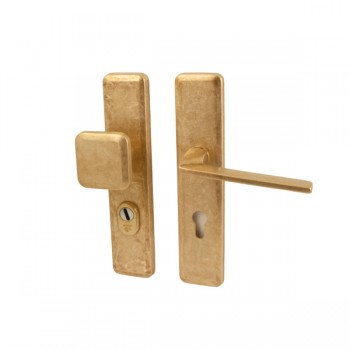 Veiligheidsset Qbe met knop Charley en kruk Zenith messing getrommeld