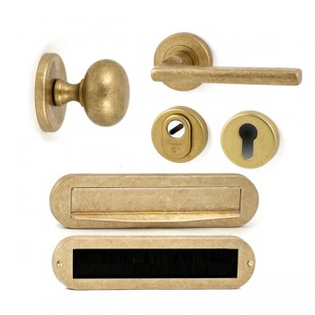 Complete voordeurset Sara messing getrommeld