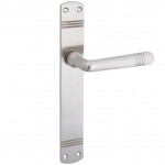 Langschild met deurkruk Art Deco messing mat nikkel ongelakt