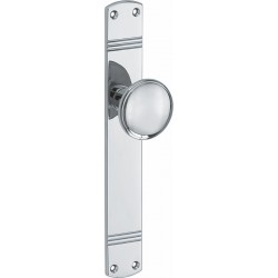 Langschild met deurknop Art Deco glans chroom