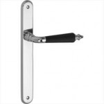 Deurkruk Antique glans nikkel ebben langschild