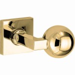 Knopkruk Bauhaus kogel verdekt vierkant rozet messing ongelakt