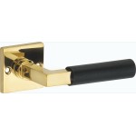 Deurkruk Bauhaus Style vierkant rozet messing ongelakt ebbenhout