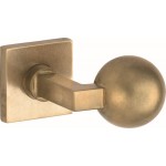 Knopkruk Bauhaus kogel verdekt vierkant rozet messing getrommeld ongelakt