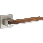 Deurkruk Mimolimit vierkant rozet mat nikkel ongelakt/walnoot