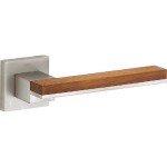 Deurkruk Mimolimit vierkant rozet mat nikkel ongelakt/ teak