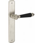 Deurkruk Nouveau antiek nikkel ebbenhout langschild