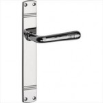 Langschild met deurkruk Art Deco glans nikkel