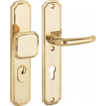 Veiligheidsset Halfsabel Art Nouveau messing ongelakt voordeur KT