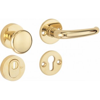 Veiligheidsset Halfsabel Elegant messing ongelakt voordeur KT