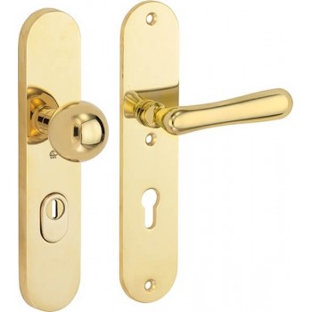 Veiligheidsset Linea ovaal messing ongelakt voordeur KT