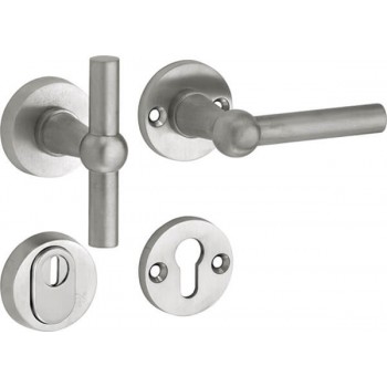 Veiligheidsset Chemin de Fer mat nikkel ongelakt voordeur op rozet