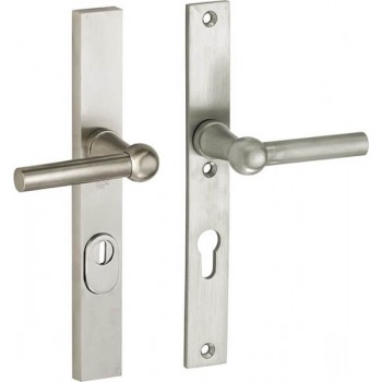 Veiligheidsset Chemin de Fer mat nikkel ongelakt achterdeur KT op schild