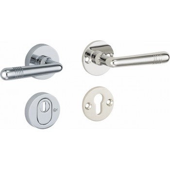 Veiligheidsset Art Deco glans chroom/glans nikkel KT achterdeur