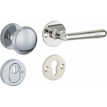 Veiligheidsset Art Deco glans chroom/glans nikkel voordeur KT