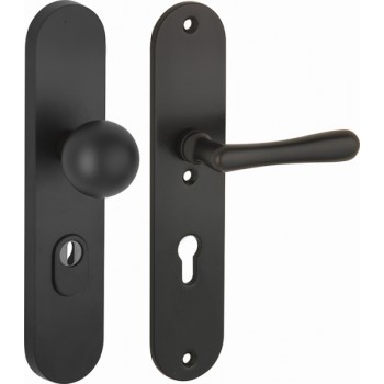 Veiligheidsset Linea mat zwart KT ovaal voordeur