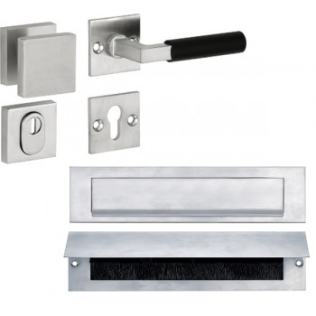 WB-14 Bauhaus voordeurset mat nikkel ebben/mat nikkel titaan