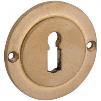 Sleutelrozet Chemin de Fer 50mm messing getrommeld ongelakt