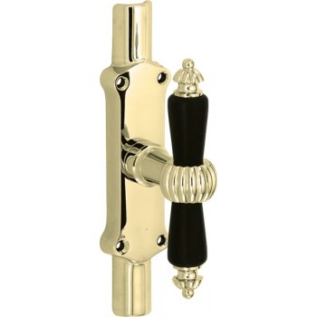 Kruisespagnolet Nouveau messing gepolijst gelakt ebben